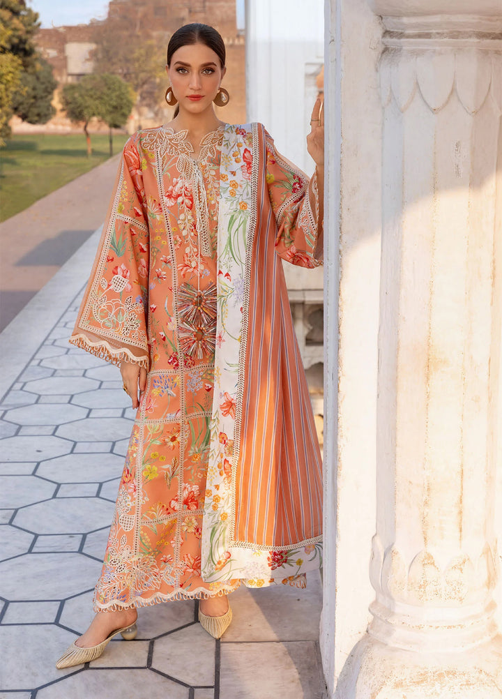 Flow by Crimson Unstitched Embroidered Lawn 3 Piece Suit CR26UFL D2 A-Sunset - Festive Collection