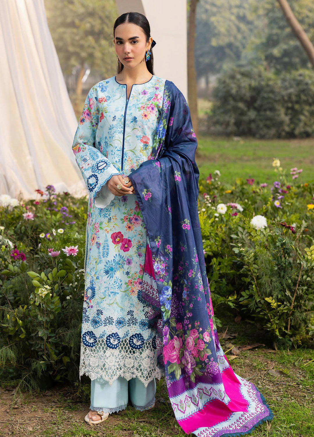 Summer Printkari Exclusive by RajBari Unstitched Embroidered Lawn 3 Piece Suit RB26USP D-09 - Casual Collection