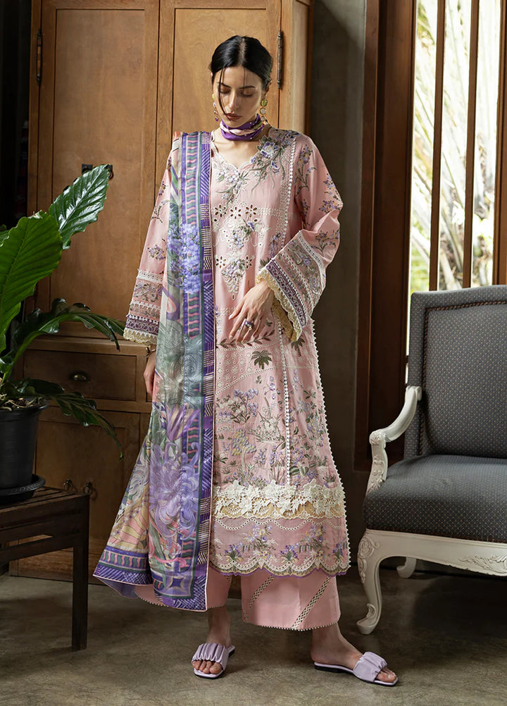 Mon Tresor by Esmel Unstitched Embroidered Luxury Lawn 3 Piece Suit EML26UMT D4-Rosy - Summer Collection