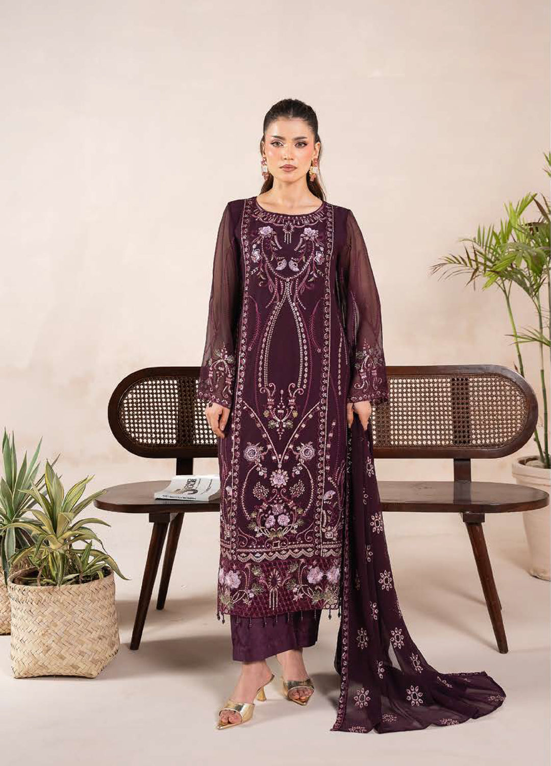 Anaya Noor by Zebtan Unstitched Embroidered Chiffon 3 Piece Suit ZB26UAN AN-07 - Festive Collection