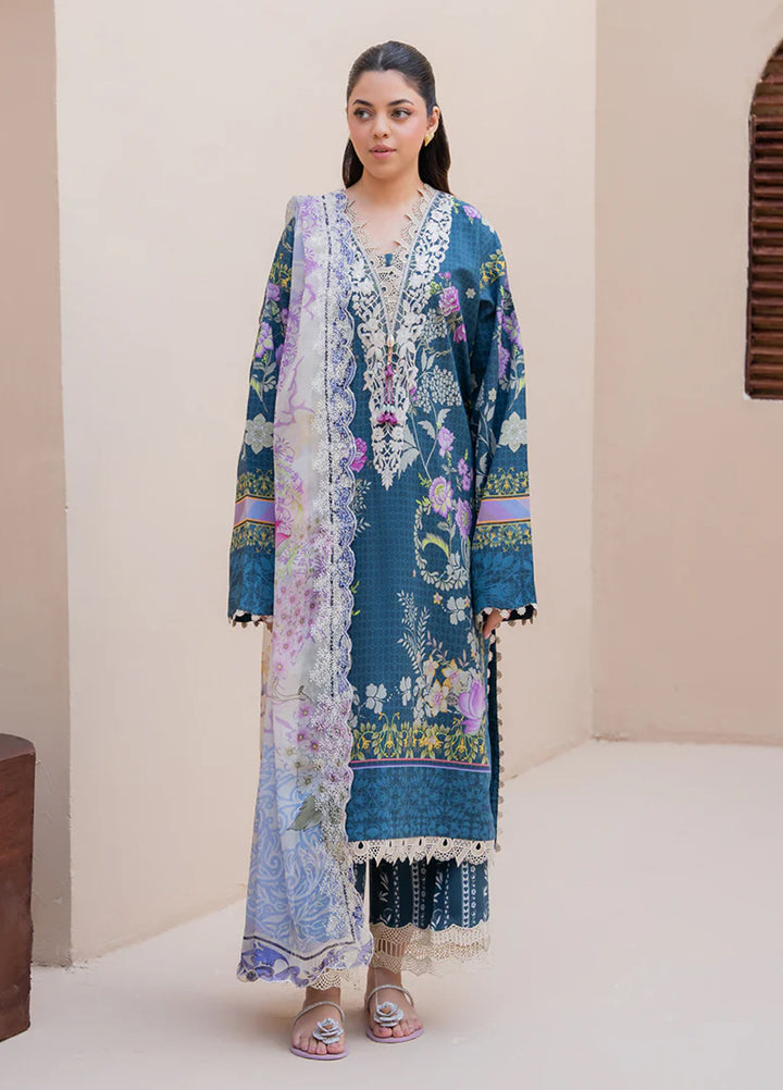 Summer in Bloom By Roheenaz Unstitched Printed Lawn 3 Piece Suit RN26USBL 38A Blossom Drift - Festive Collection