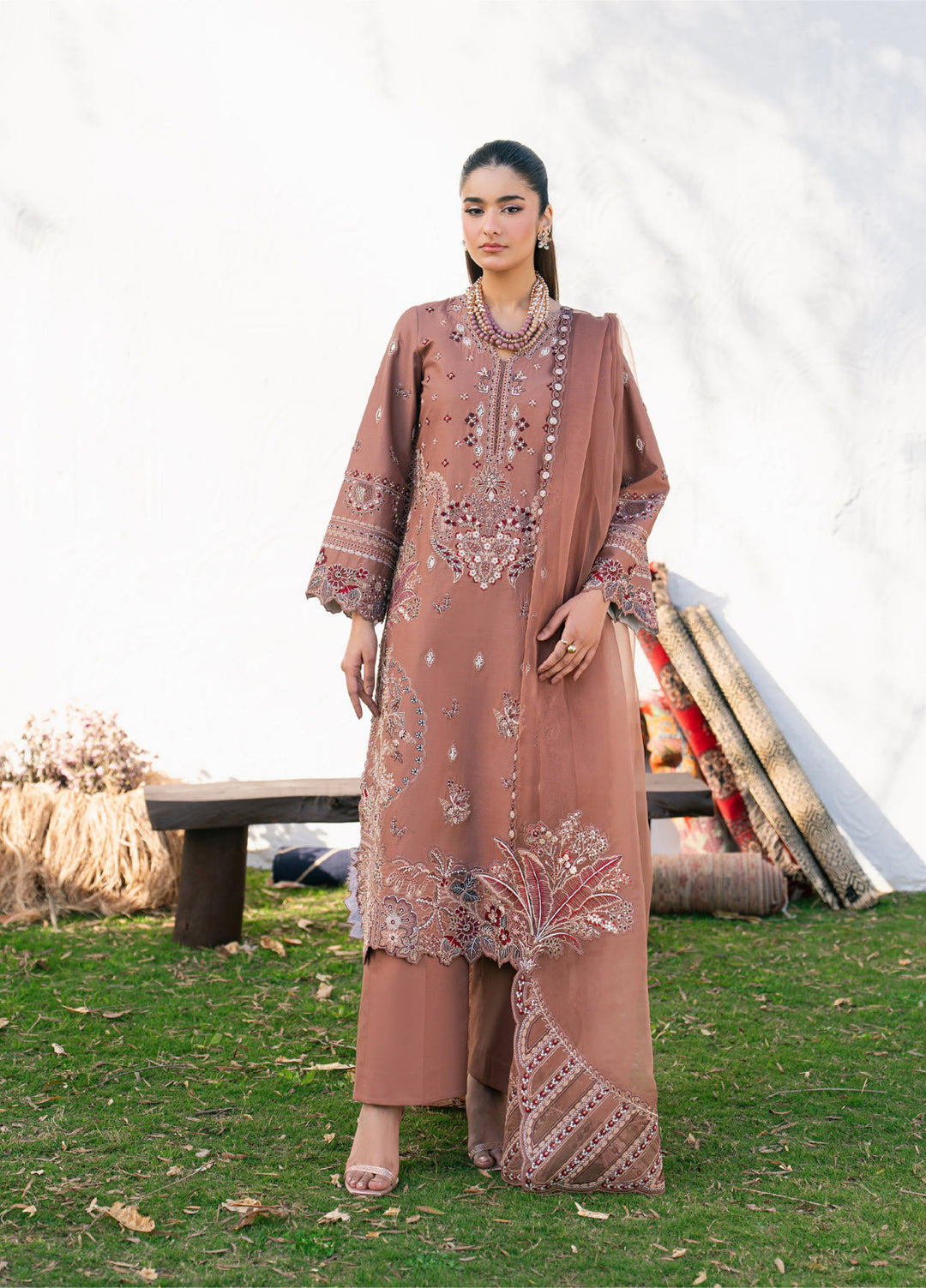 Aura of Flora by Zarizaa Unstitched Embroidered Luxury Lawn 3 Pcs Suit ZZ26UAFL ZA10-3ULE07B-2602 MAGMA - Summer