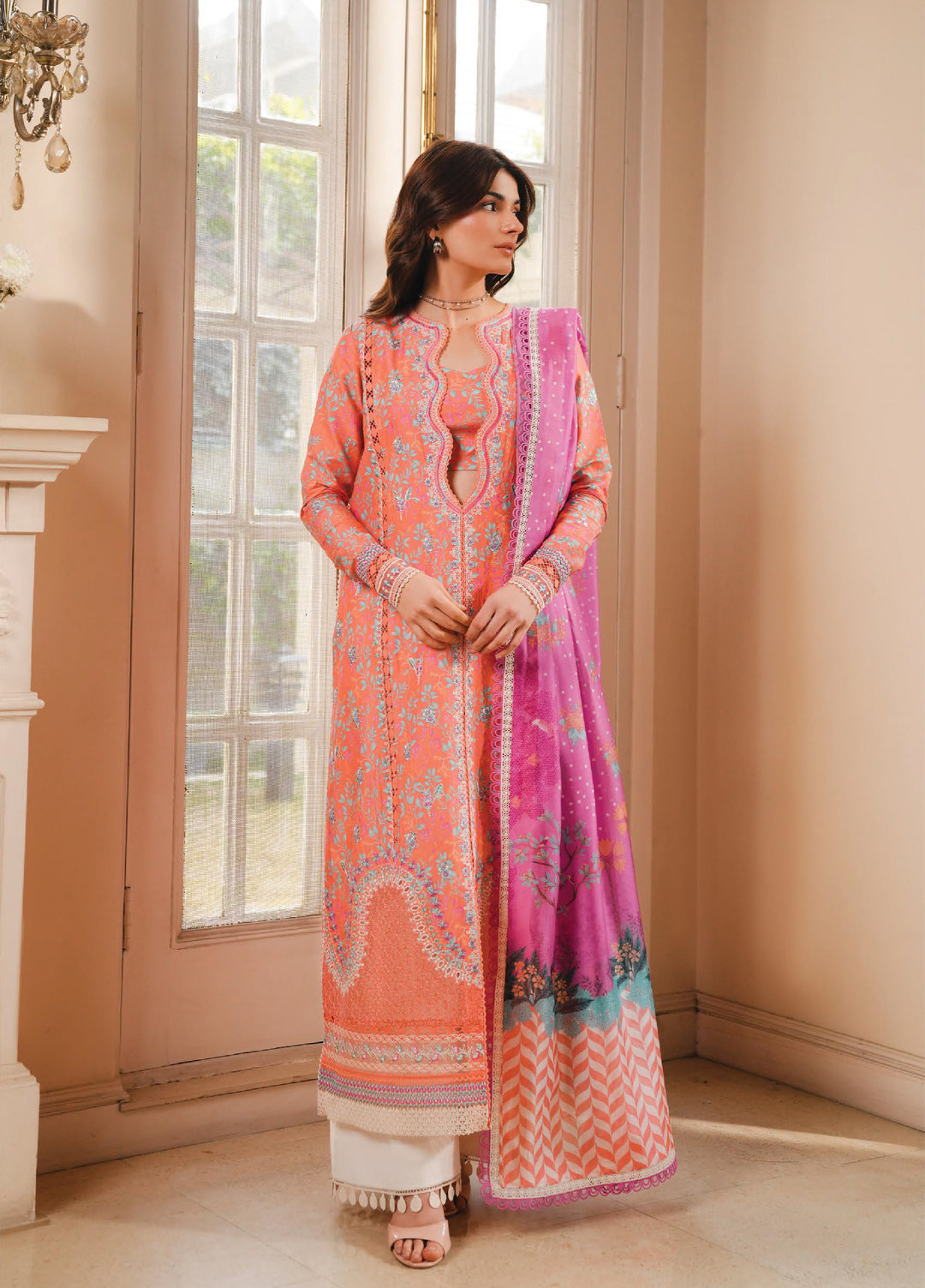 Florette by Afrozeh Unstitched Embroidered Lawn 3 Piece Suit AF26UFL D-10 NEXA - Festive Collection
