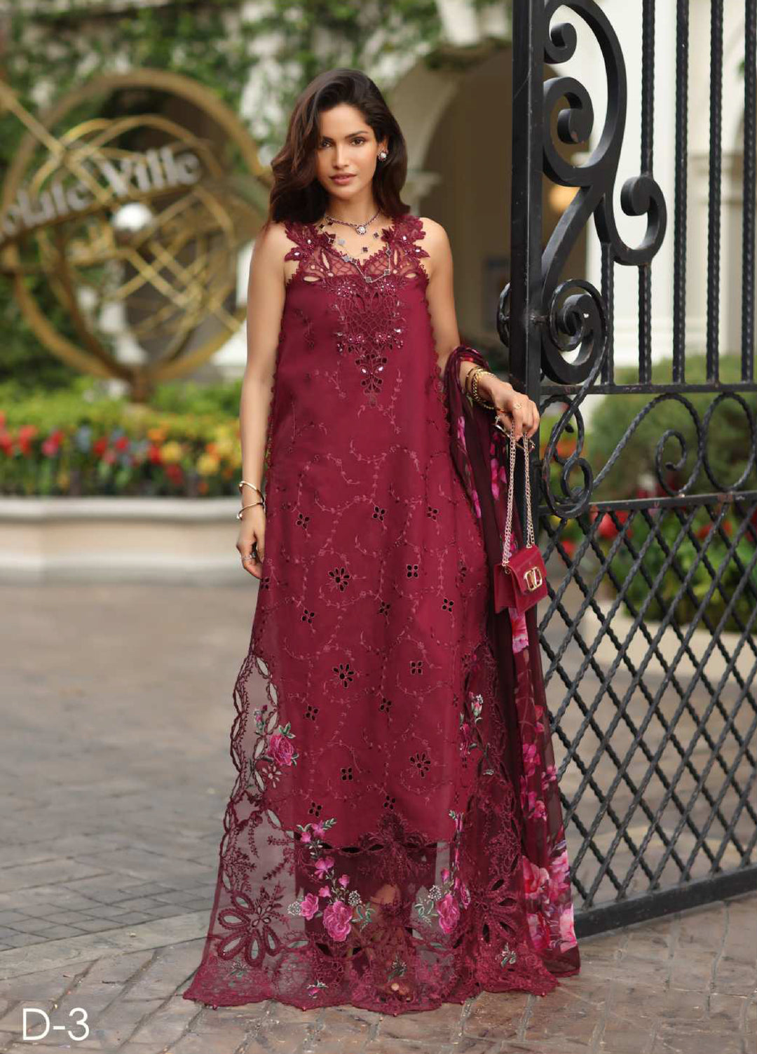 Noor Luxe by Saadia Asad Unstitched Chikankari Embroidered Lawn 3 Piece Suit SA26UNL D-3 ROSELINE - Summer Collection