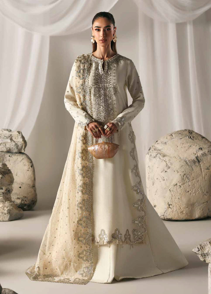 Serein Luxe by Emaan Adeel Unstitched Raw Silk Embroidered Suits 3 Piece EA25SL D-3 Misty Dawn - Festive Collection