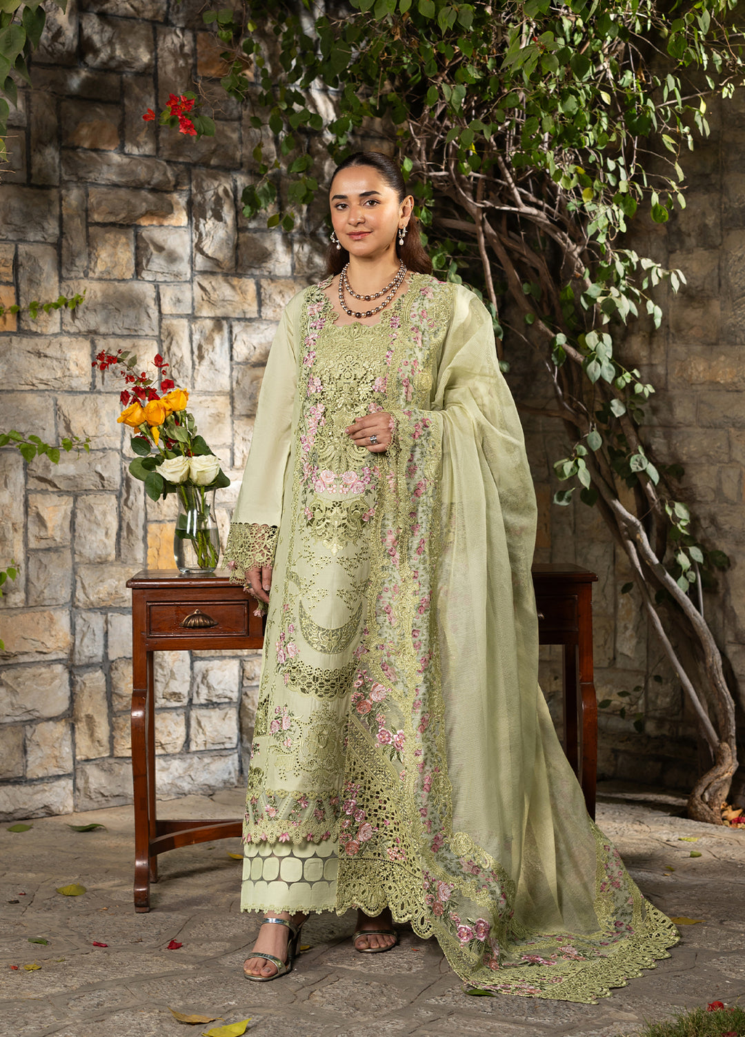 Elaf Premium Unstitched Embroidered Luxury Lawn 3 Piece Suit EL26UPL ELY-11 SPANISH MUSE - Summer Collection