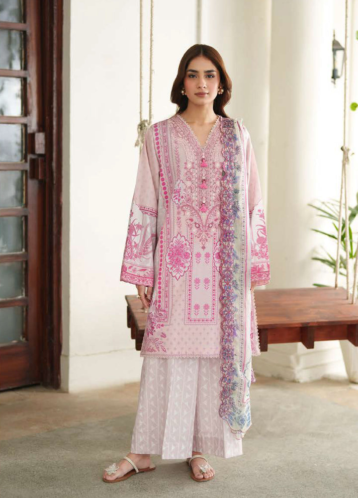 Whispered Florals by Roheenaz Unstitched Embroidered Lawn 3 Pcs Suit RNZ26UWF D-15 B SORBET BLOOM - Summer