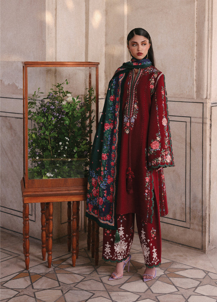 Jugnu by Hussain Rehar Unstitched Khaddar Embroidered Suits 3 Piece HRR25JK Gulshan - Winter Collection