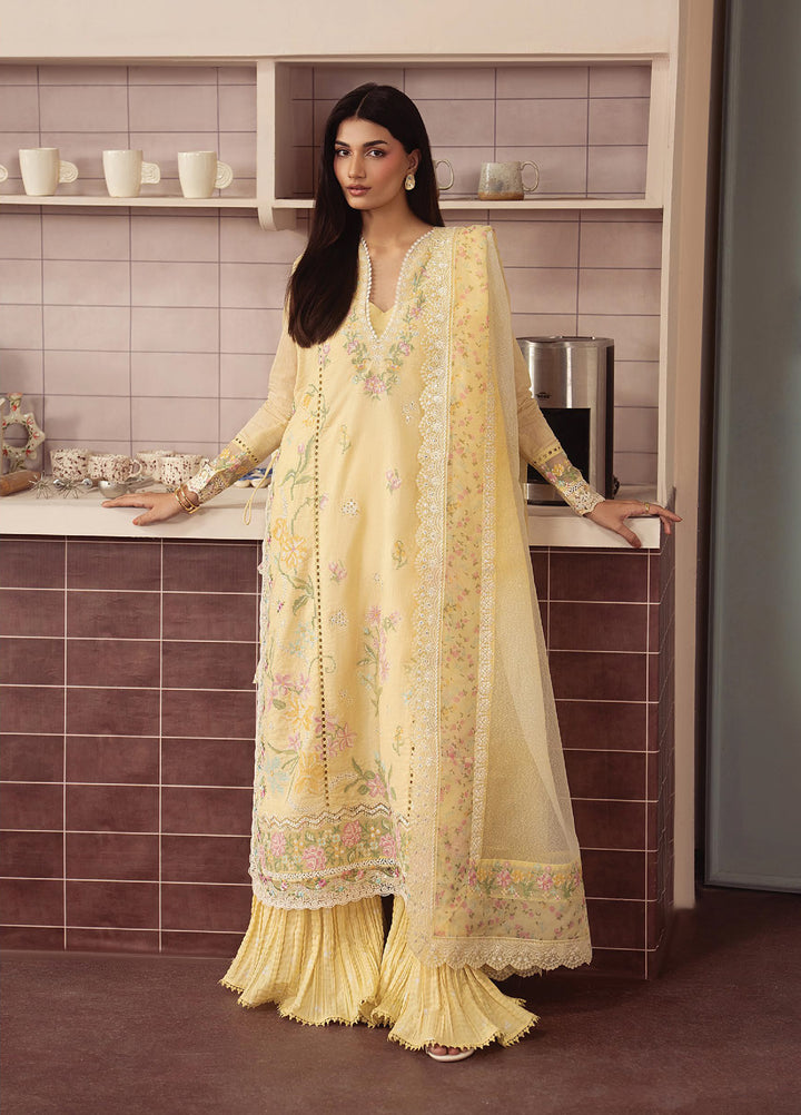 Brewed by Ayzel Unstitched Embroidered Paper Cotton 3 Piece Suit AAF26UBL Crema ZWU-0147-3PO - Festive Collection