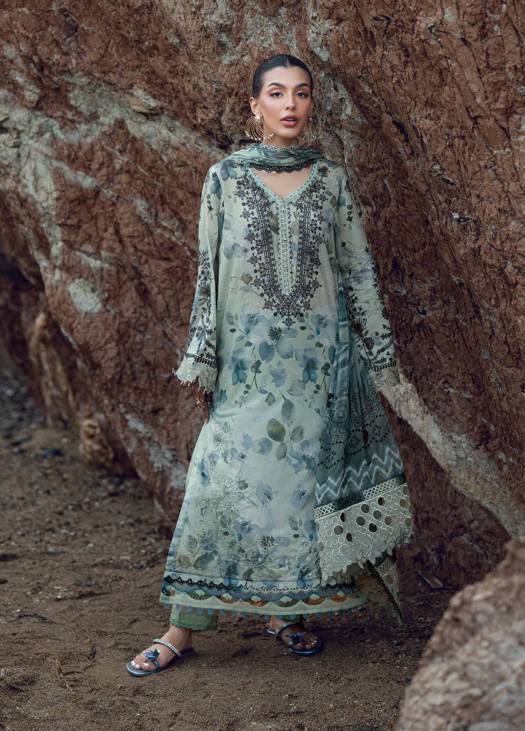 Gardenia by Nureh Unstitched Embroidered Lawn 3 Piece Suit NU26UGL NSG-206 - Summer Collection