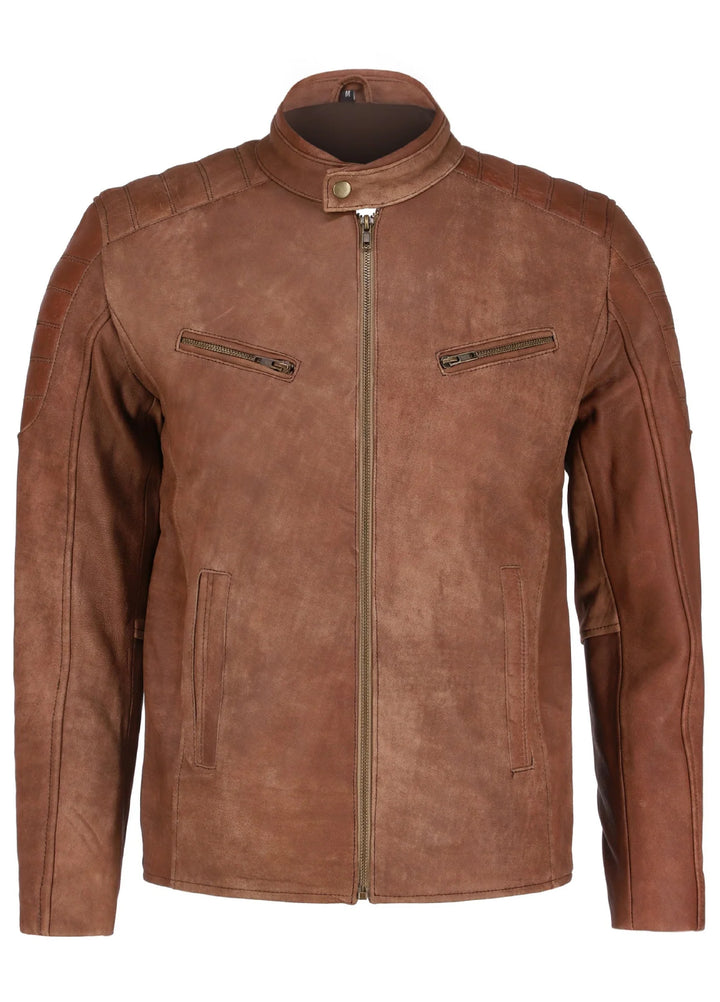 Mens Brown Biker Style Pure Leather Jacket