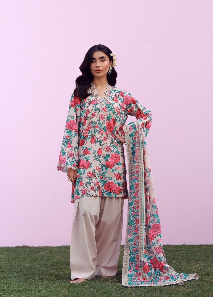 Mirha by Sahar Unstitched Printed Lawn 3 Piece Suit SS1-26-16 Ivory Bloom - Summer Collection
