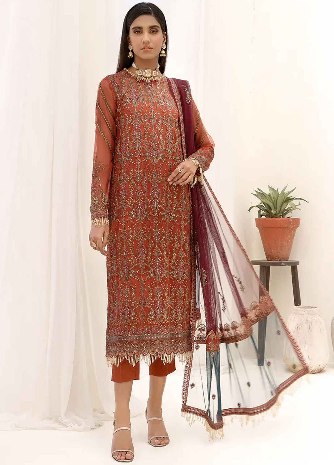 Zarif Women Unstitched Embroidered Net 3 Piece Suit ZR26UFC ZN 05 Iris - Festive Collection