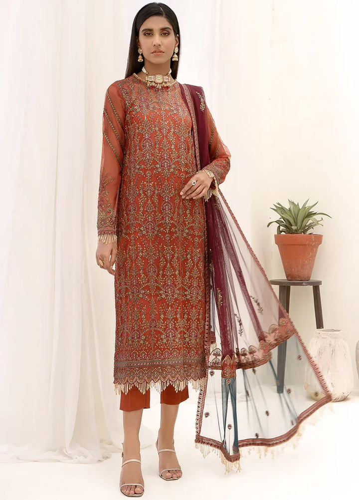 Zarif Women Unstitched Embroidered Net 3 Piece Suit ZR26UFC ZN 05 Iris - Festive Collection