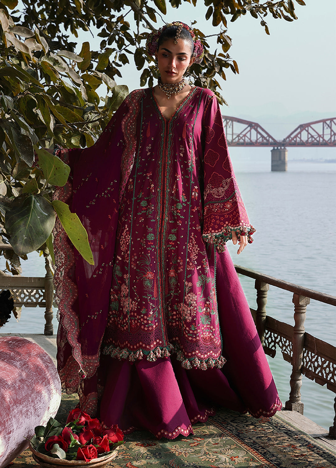 Kalabagh by Hussain Rehar Unstitched Embroidered Luxury Lawn 3 Piece Suit HR26UKL D5 Anjas - Festive Collection