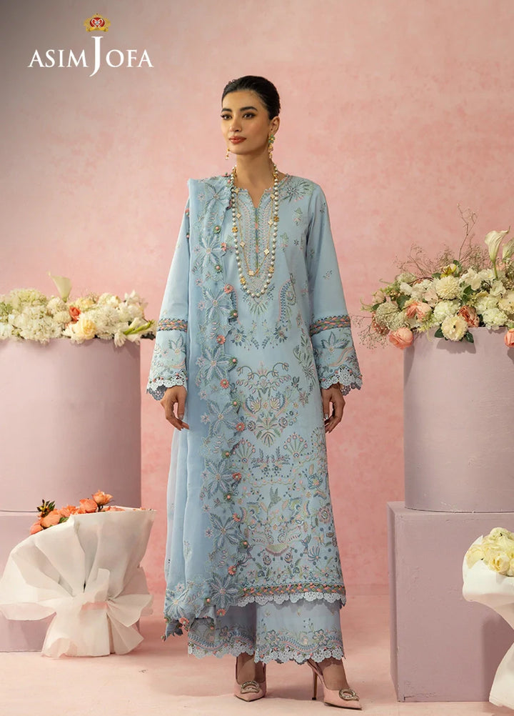 Asim Jofa Unstitched Embroidered Luxury Lawn 3 Piece Suit AJ26ULL AJULW-10 - Festive Collection