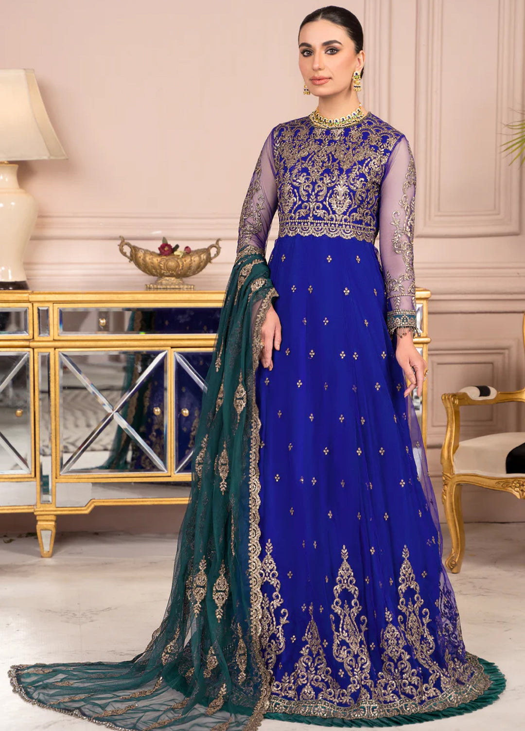 Zarif Women Unstitched Embroidered Net 3 Piece Suit ZR26UFC ZA 09 ROYAL - Festive Collection