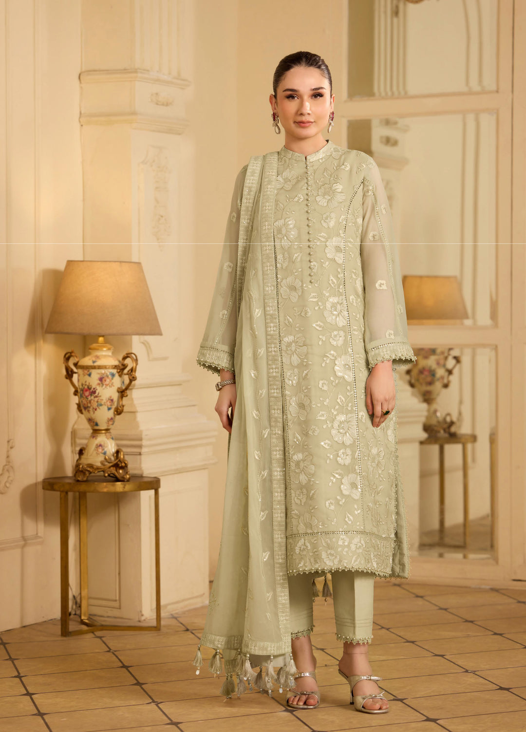 Alizeh Fashion Unstitched Embroidered Chiffon 3 Piece Suit AF26UCF AF-CH-2250-Spade - Festive Collection