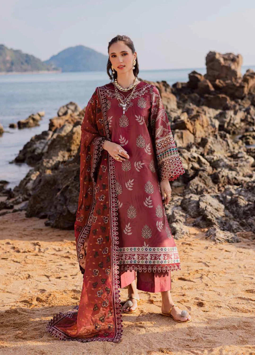Nureh Unstitched Embroidered Silk 3 Piece Suit NU26US S-26 - Festive Collection