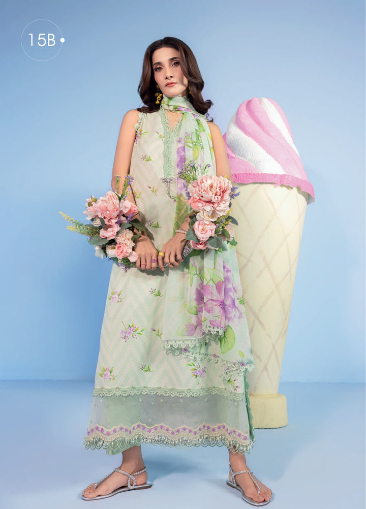 M Basics by Maria B Unstitched Embroidered Lawn 3 Piece Suit MB26UMB MB-CUSV13-15B - Summer Collection