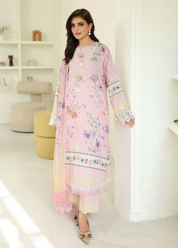 Petals in Print by Roheenaz Unstitched Printed Lawn 3 Piece Suit RN26UPP Pink Veil RUNSS260909 - Summer Collection