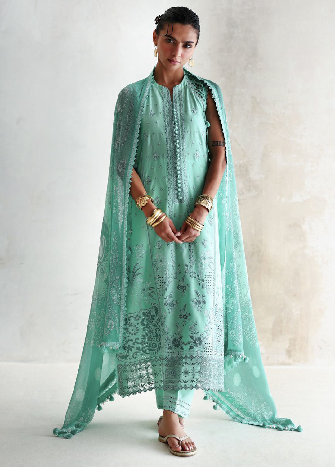 The Luxe by Gul Ahmed Unstitched Embroidered Lawn 3 Piece Suit GA26ULL Jade Mirage BM 62061 - Casual Collection