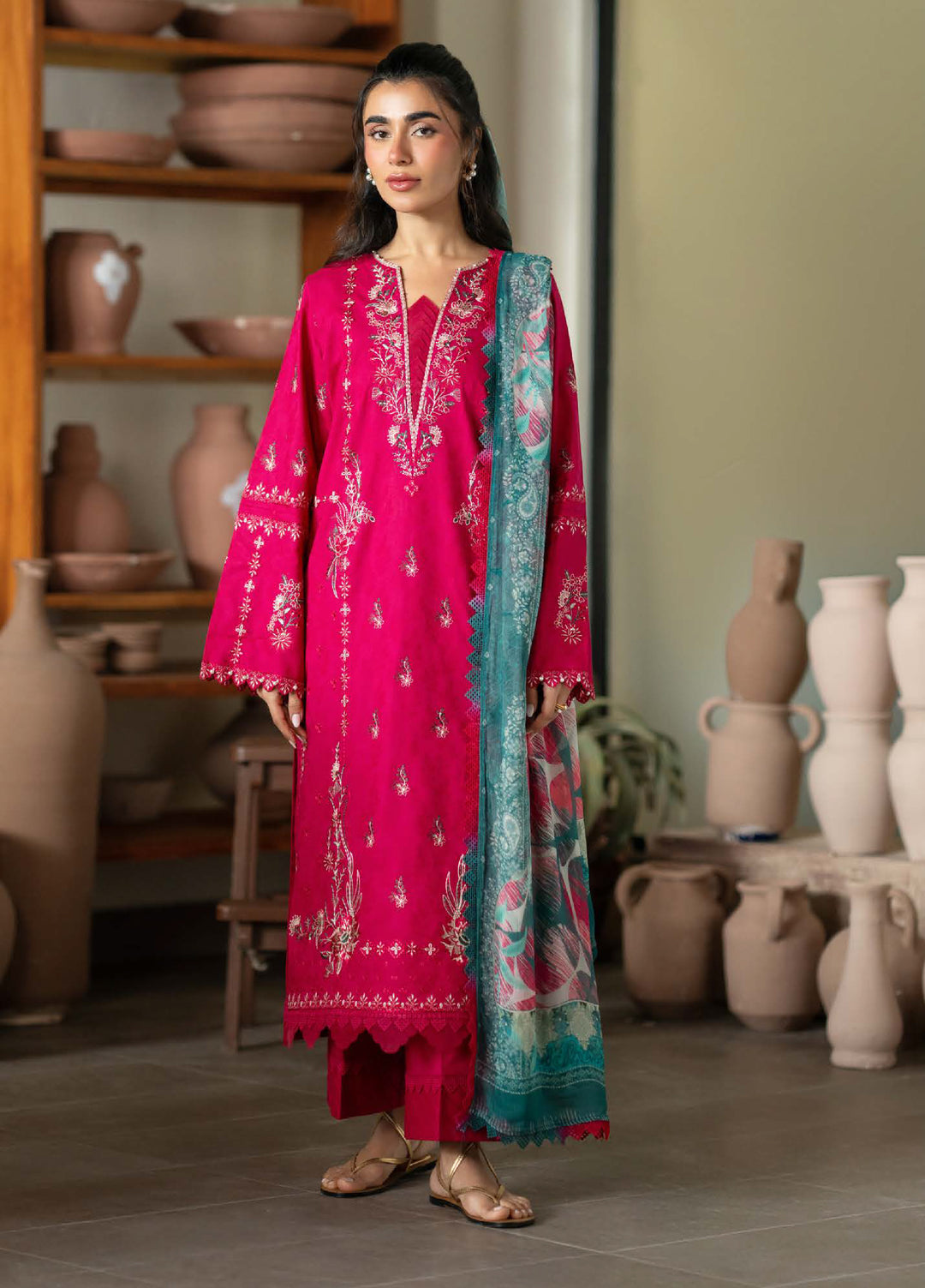 Raha by Nureh Unstitched Embroidered Jacquard Lawn 3 Piece Suit NU26URJ NE-236 - Festive Collection