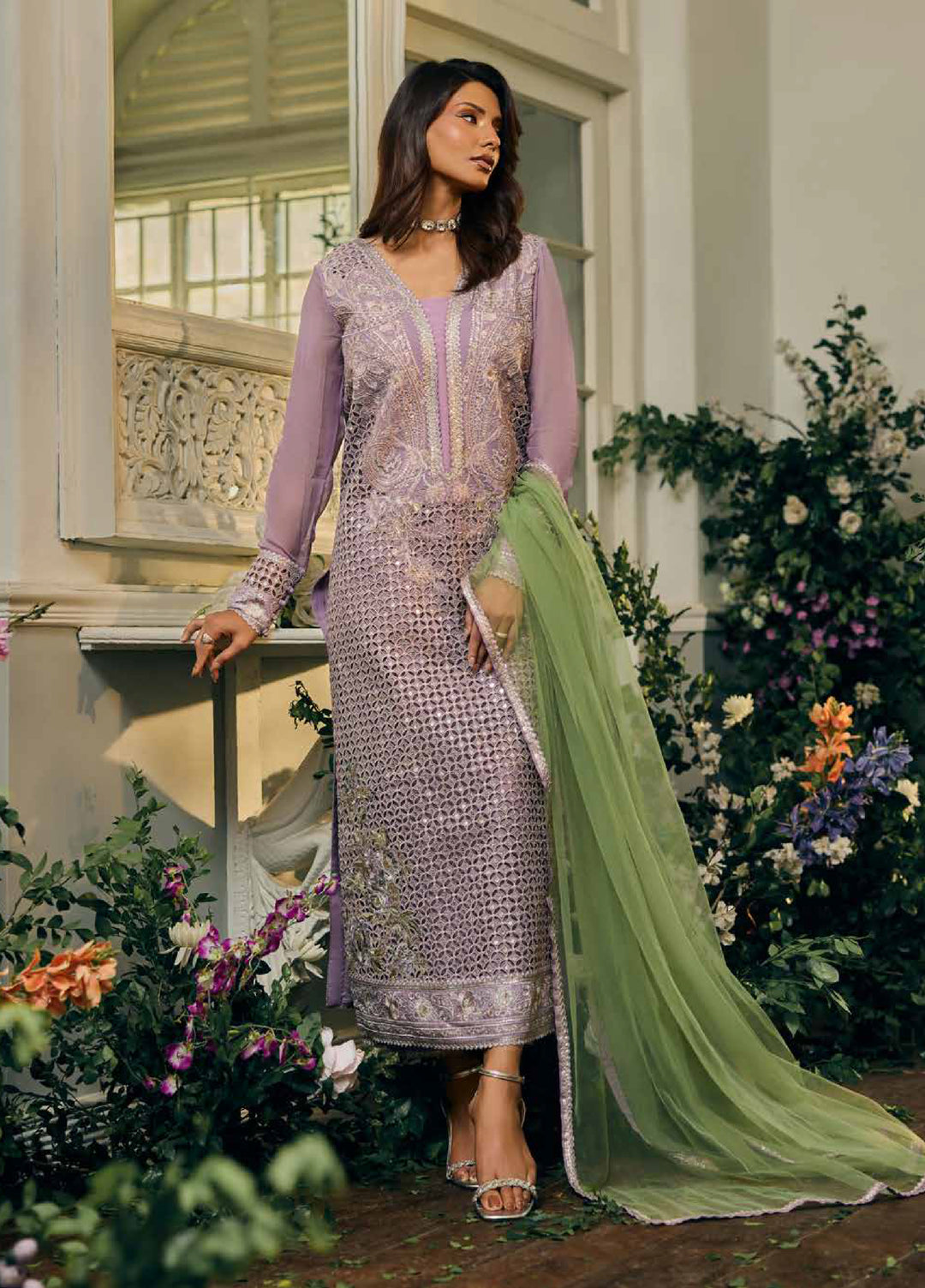 Celine by Charizma Unstitched Embroidered Chiffon 4 Piece Suit CHR26UC Celine CCE6-04 - Festive Collection