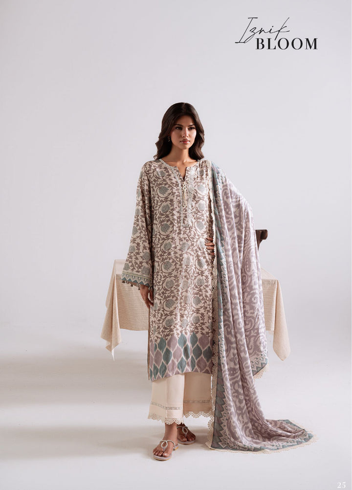 Cross Stitch Unstitched RTS Linen Embroidered Suits 3 Piece CS25LW D-06 Iznik Bloom - Winter Collection