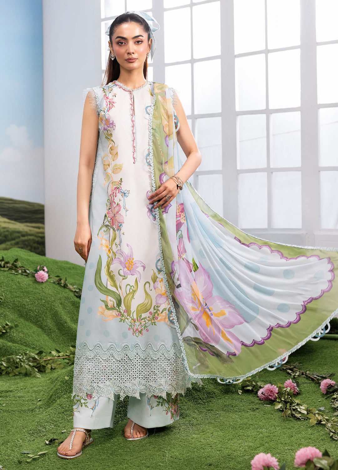 M Basics by Maria B Unstitched Embroidered Lawn 3 Piece Suit MB26SSEL MB-CUSV14-05A - Eid Collection