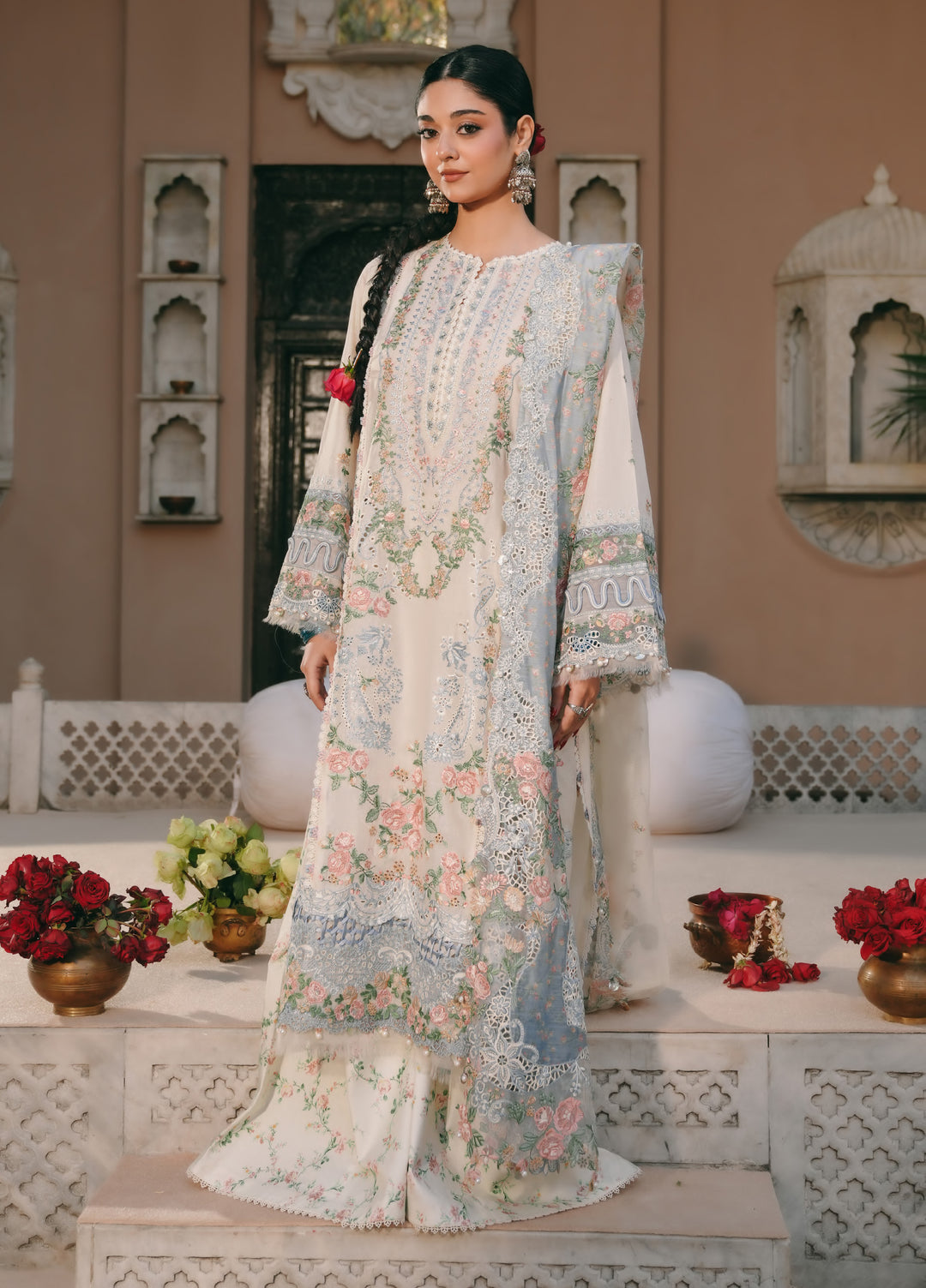 Ek Fasana by Kahf Premium Unstitched Embroidered Luxury Lawn 3 Piece Suit KHF26UFL KLB-2A NEELOFAR - Festive Collection