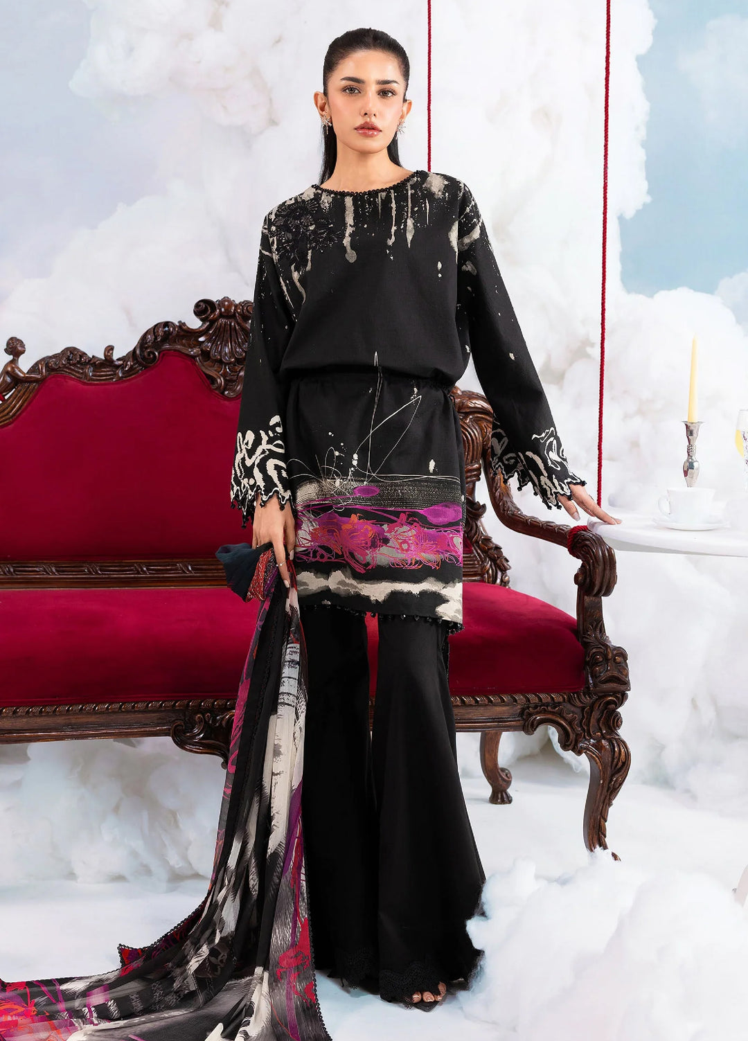 M Basics by Maria B Unstitched Embroidered Lawn 3 Piece Suit MB26SSEL MB-CUSV14-06A - Eid Collection