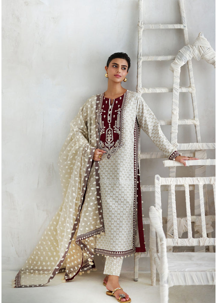 The Luxe by Gul Ahmed Unstitched Embroidered Lawn 3 Piece Suit GA26ULL Chocolate Cosmos SP 62014 - Casual Collection