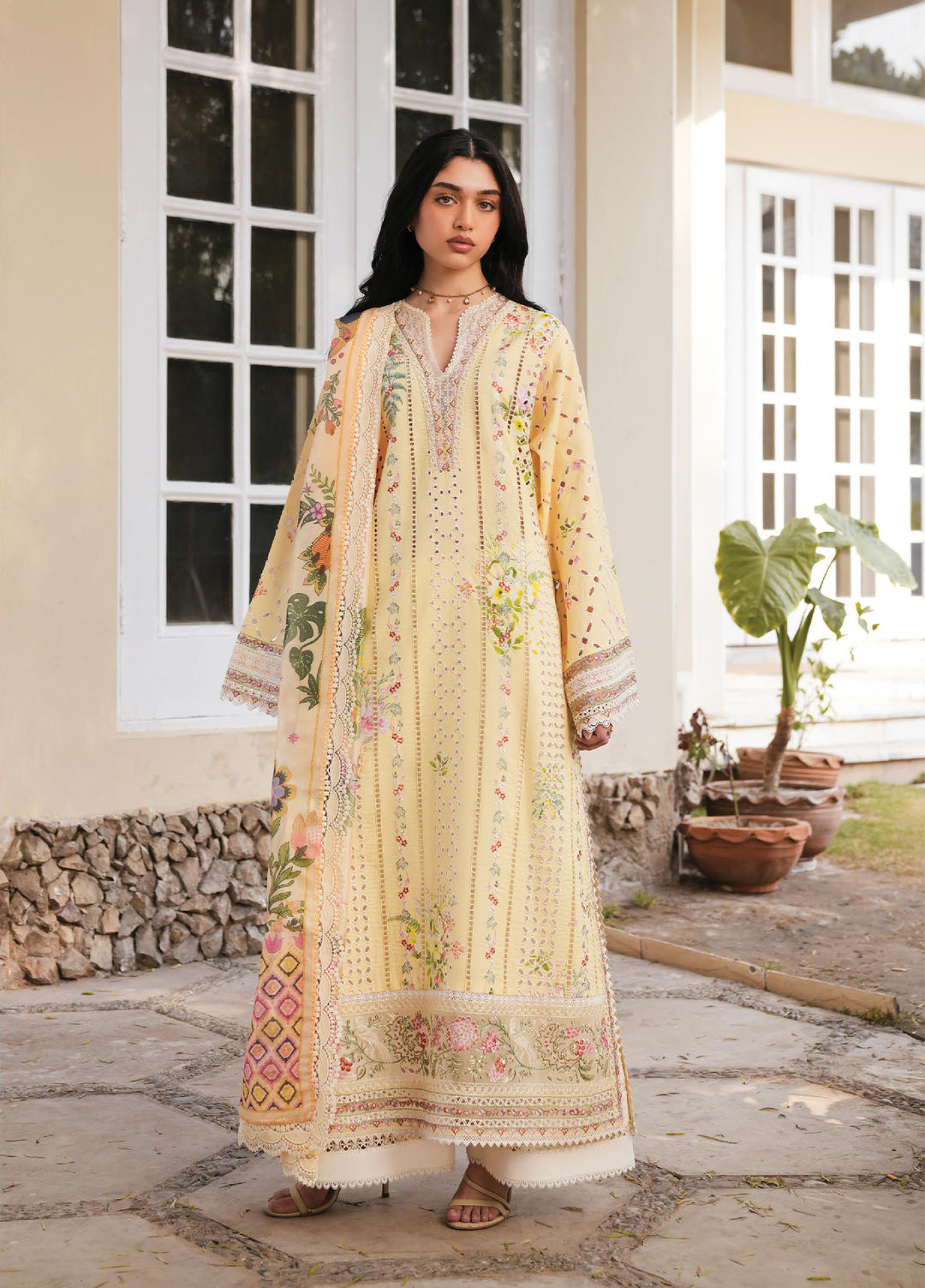 Florette by Afrozeh Unstitched Embroidered Lawn 3 Piece Suit AF26UFL D-07 EIRA - Festive Collection