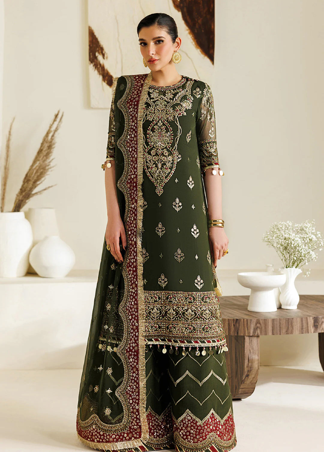 Aymal by Alizeh Fashion Handcrafted Unstitched Embroidered Chiffon 3 Pcs Suit AF26UAC 07-HYAN - Festive Collection