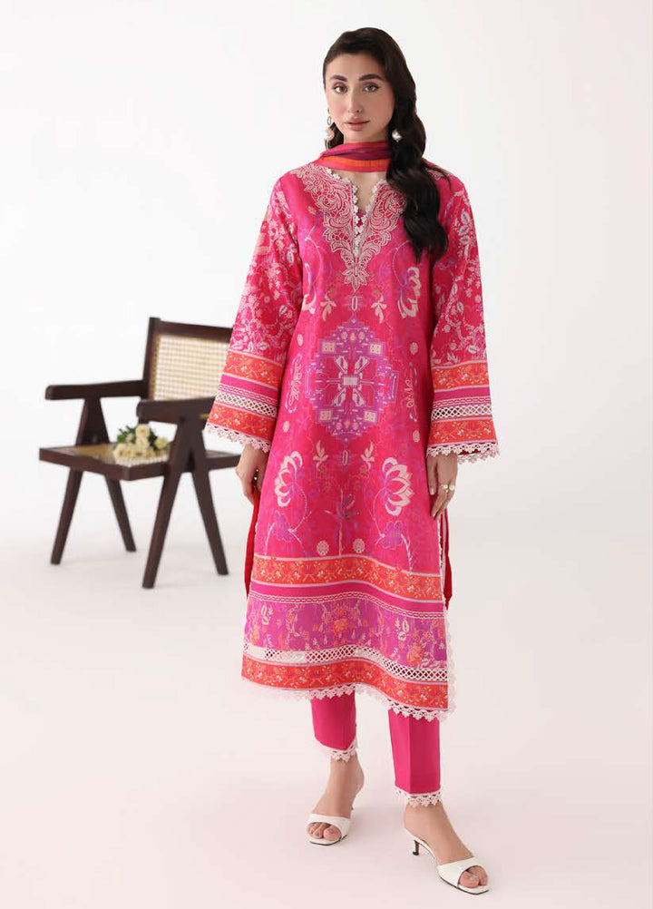 Rosette by Roheenaz Unstitched Lawn Embroidered 3 Piece Suit RNZ26UR Lumina-8A - Summer Collection