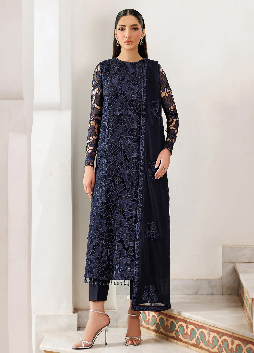 Nourah by Zarif Unstitched Embroidered Chiffon 3 Piece Suit ZR26UCN Nourah ZF/ZQH/SARAYA 02 - Festive Collection