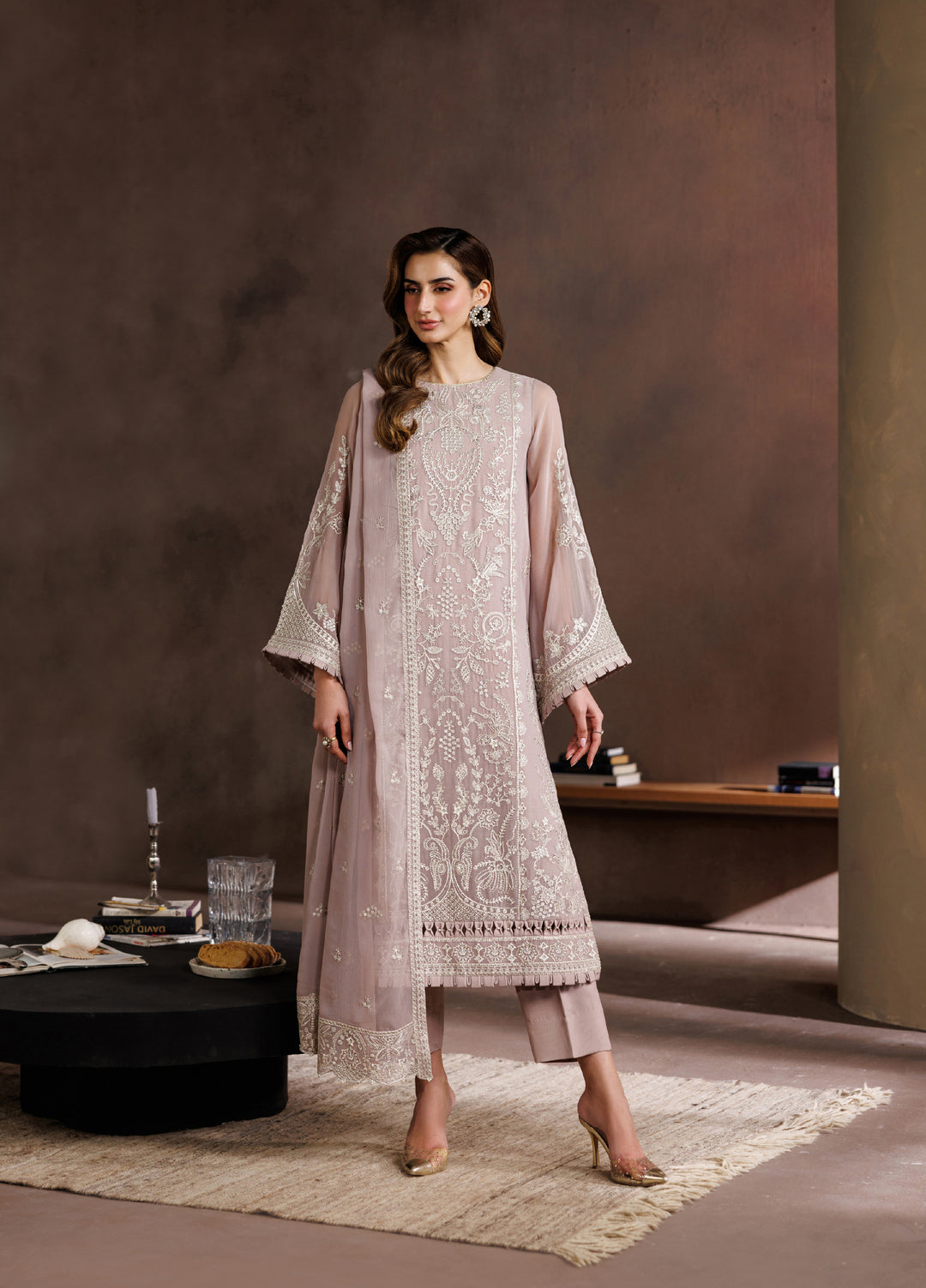 Zaryah by Zarif Unstitched Embroidered Chiffon 3 Piece Suit ZR26UZF ZF-ZYR-SUNEHRI-08 - Festive Collection