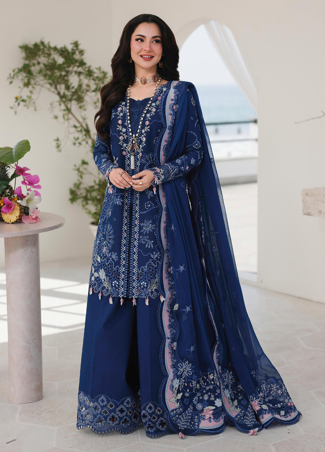 Sahil by Qalamkar Unstitched Embroidered Luxury Lawn 3 Pcs Suit QLK26US SA-16 Esma - Summer