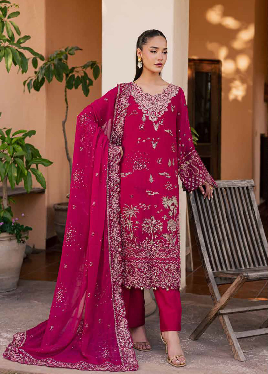 Heirloom by Daria Unstitched Embroidered Chiffon 4 Piece Suit DC26UCH DA-58 - Festive Collection