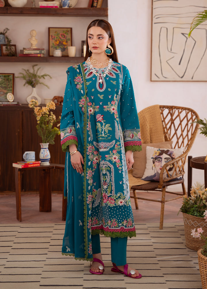 Shanaya by Mahnur Unstitched Lawn Embroidered 3 Piece Suit MN26US SN-12 - Summer Collection