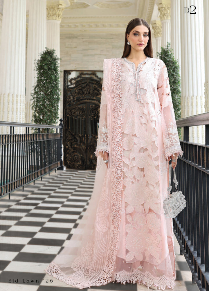 Maria B Unstitched Embroidered Lawn 3 Piece Suit MB26ULE D2 - Eid Collection