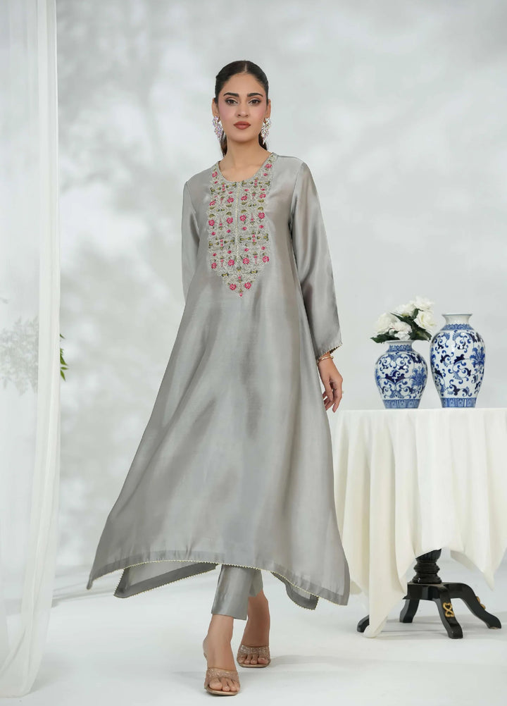 Silcot Pret Embroidered Silk Ensemble Noor Elan - Winter Collection