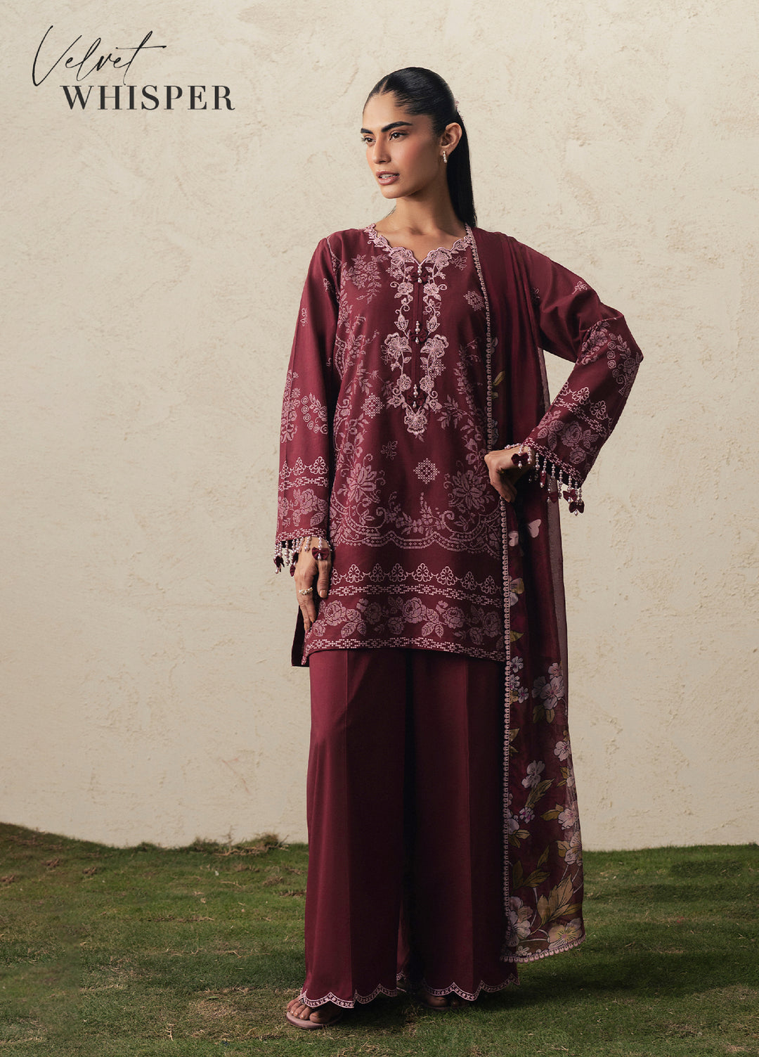 Moonsoon Edit by Cross Stitch Unstitched Printed Cambric 3 Piece Suit CS26UCM Velvet Whisper - Casual Collection