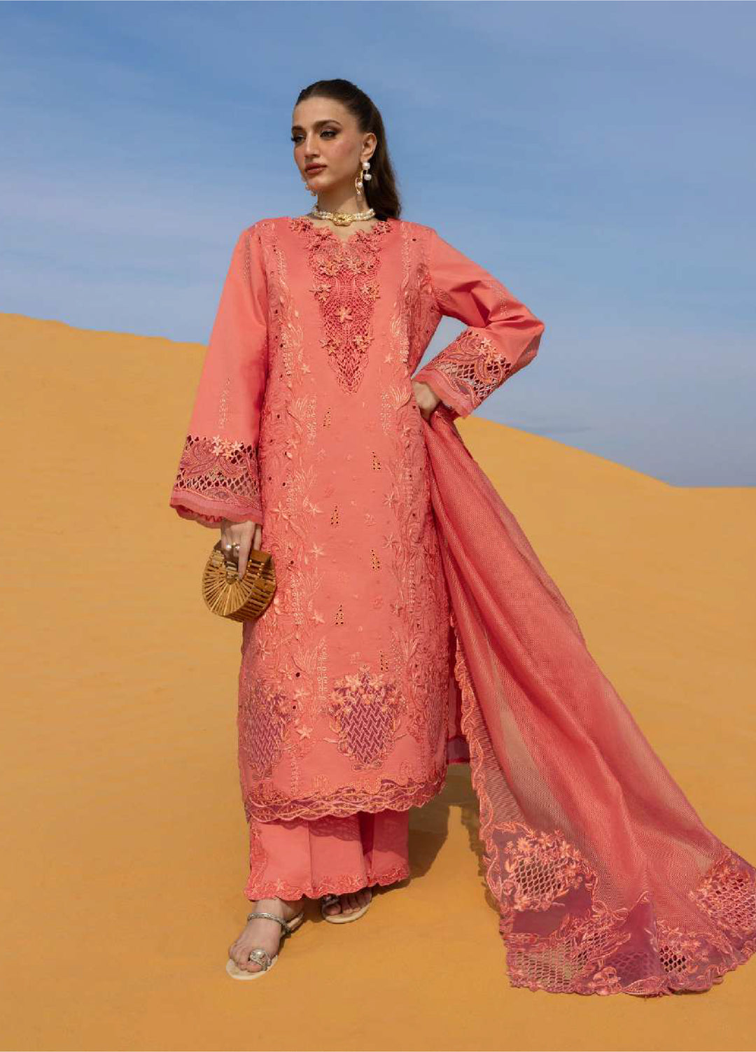 Rang Rasiya Premium Unstitched Embroidered Lawn 3 Piece Suit RR26UP D-1 Elnaz - Festive Collection