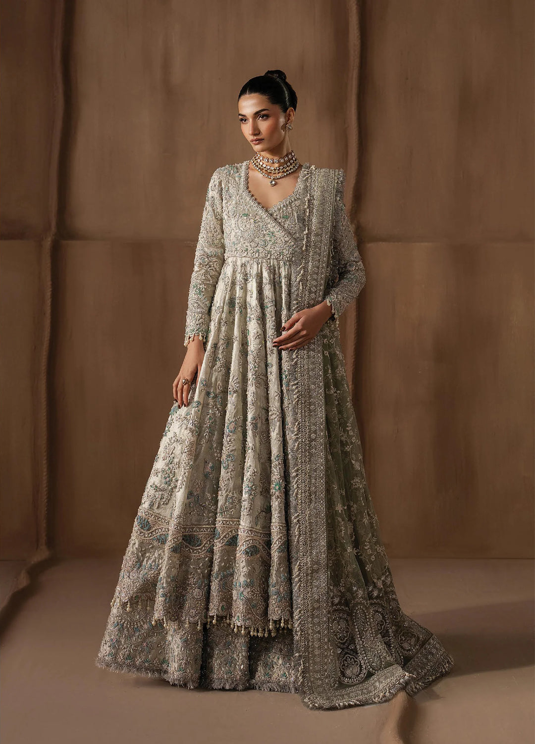 The Brides Edit by Afrozeh Unstitched Embroidered Tissue Zari 3 Piece Suit AF26UBE D-07 Beactrice - Wedding Collection