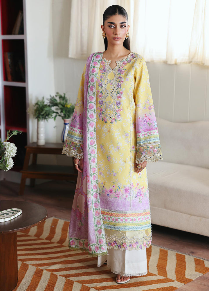 Nissa Floral Symphony by Rajbari Unstitched Lawn Embroidered 3 Piece Suit RB26UNF D-03 - Summer Collection