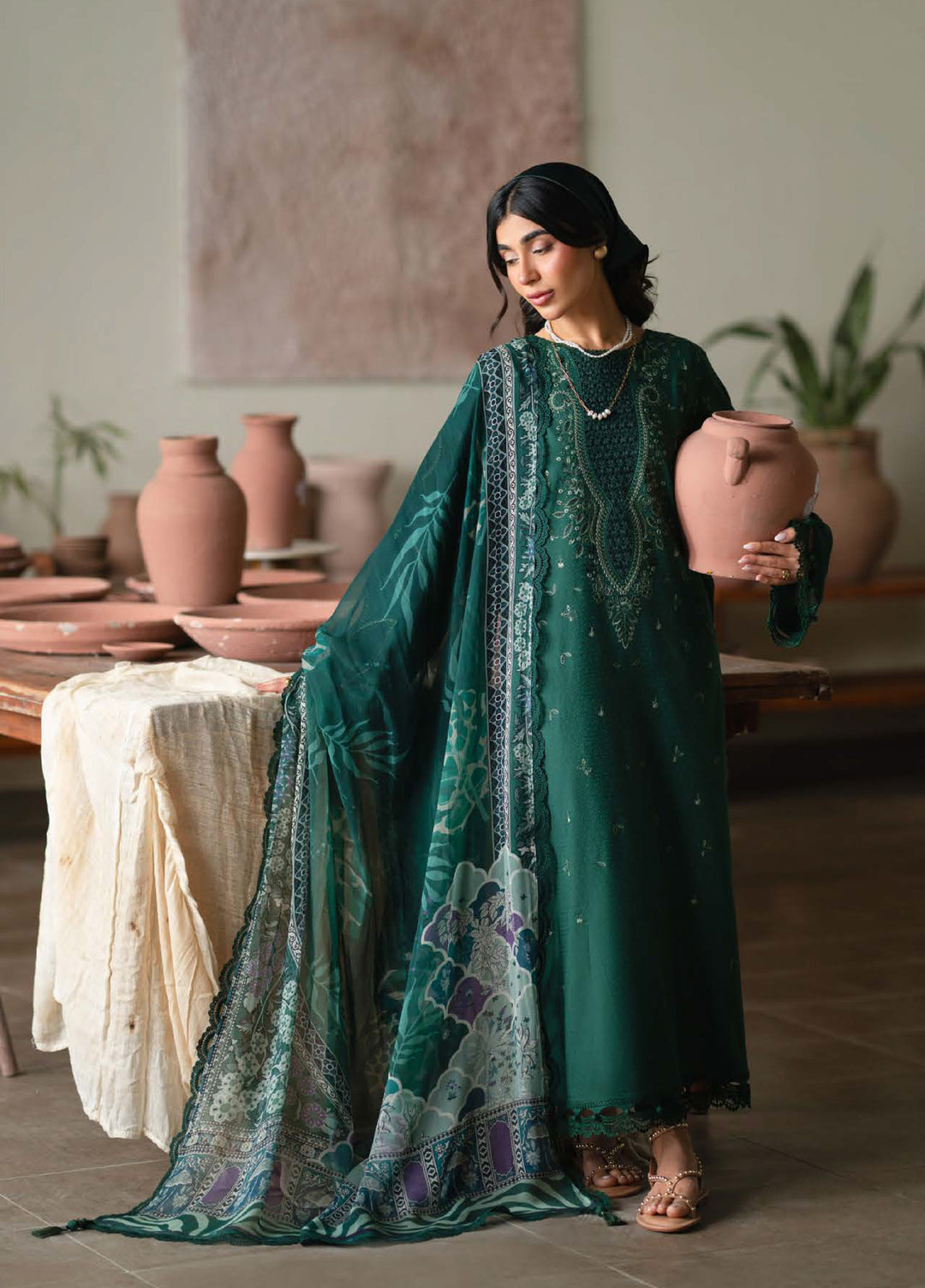 Raha by Nureh Unstitched Embroidered Jacquard Lawn 3 Piece Suit NU26URJ NE-234 - Festive Collection