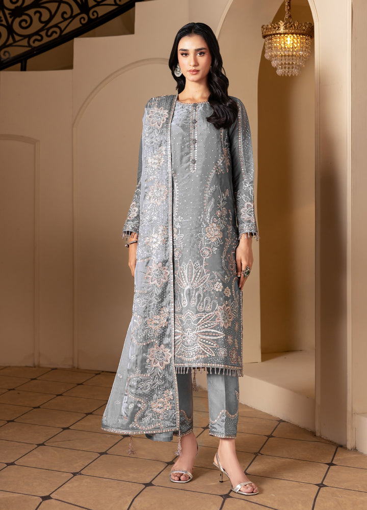 Aaina by Alizeh Unstitched Embroidered Sheesha Silk 3 Piece Suit AF26UASS D-4 KUNDAN - Festive Collection