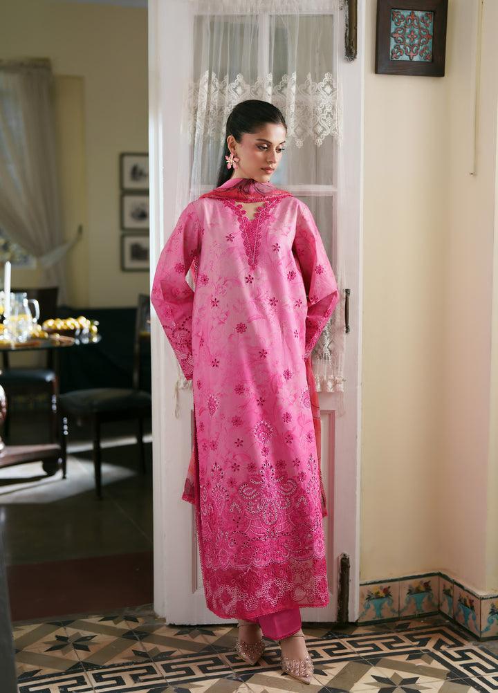 Summer Lines Printkari by Neeshay Unstitched Embroidered Lawn 3 Piece Suit NSH26SLP D-5 Rosaire - Summer Collection